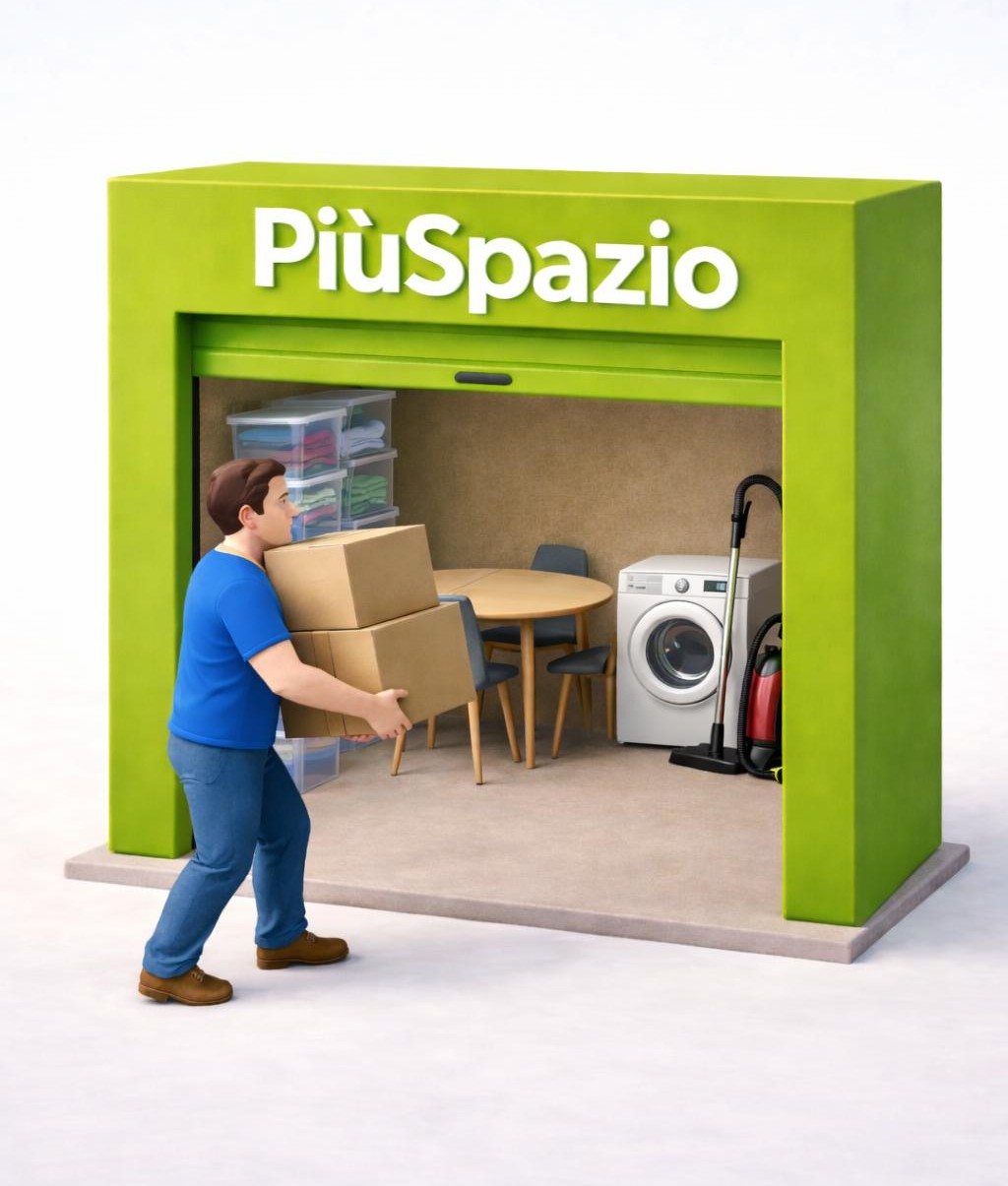 Mattia deposita all'interno del deposito i suoi beni