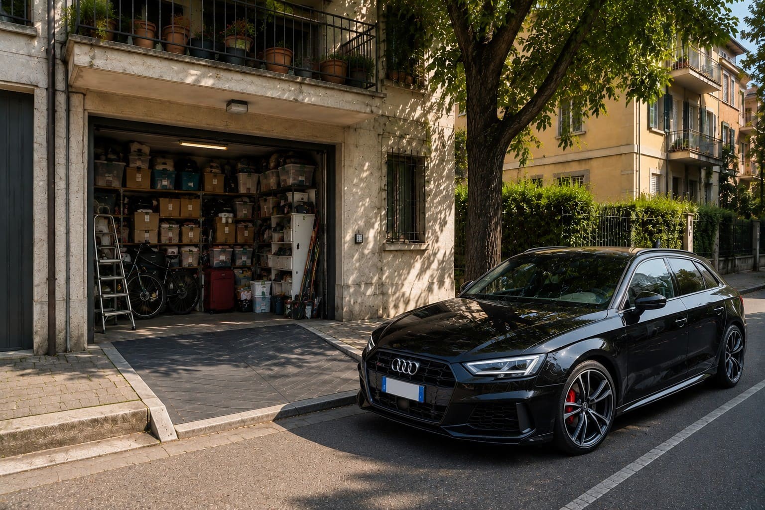 Macchina fuori dal garage